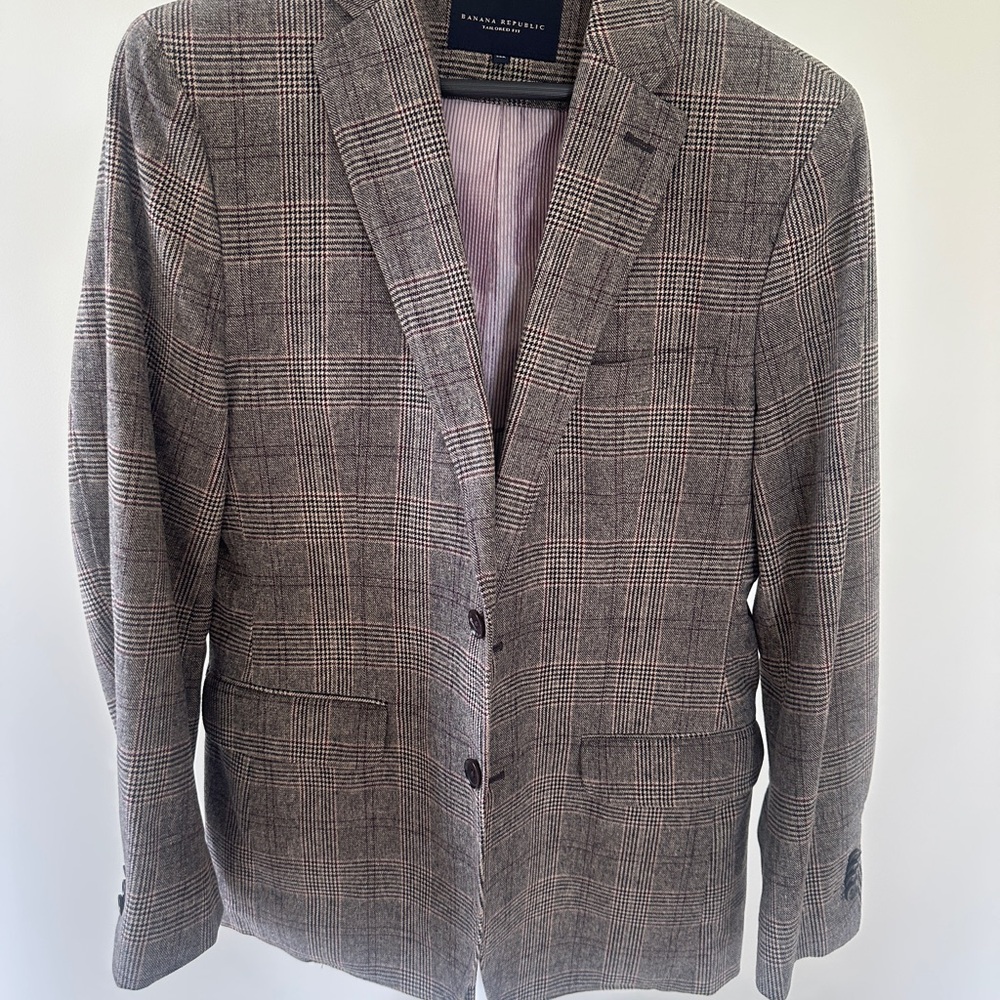 Banana Republic Gray Sport Coat with Classic Plaid